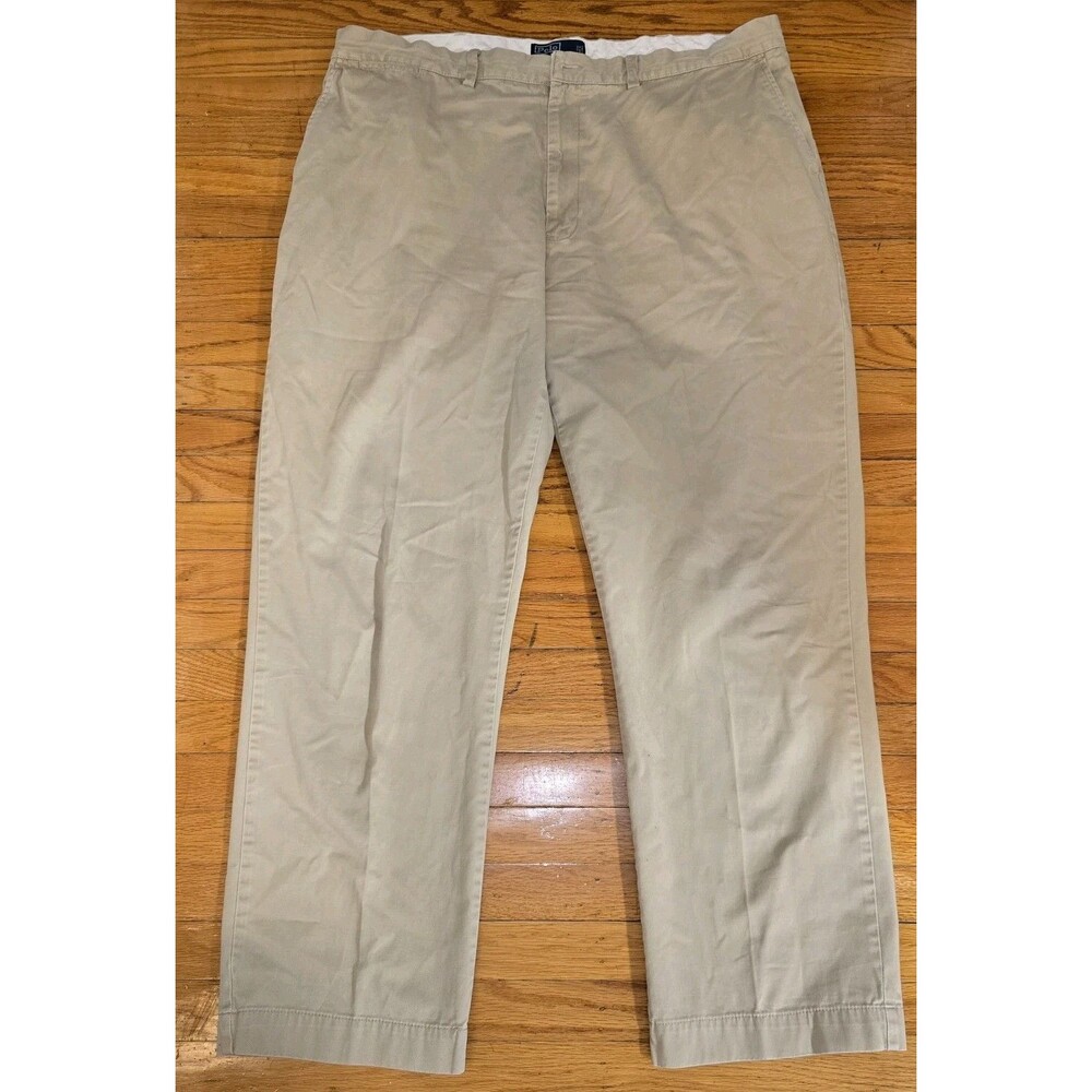 Vtg POLO RALPH LAUREN Chino Pants Mens 42x32 Khaki Missing Button Classic Chino